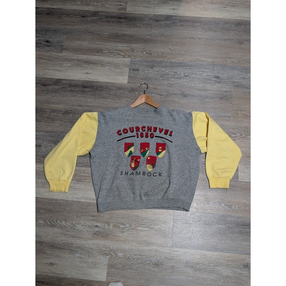 Vintage Courchevel 1850 Shamrock Sweatshirt 80s 90s Ski Size Large